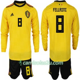 Camisolas de Futebol Bélgica FELLAINI 8 Criança Equipamento Alternativa Copa do Mundo 2018 Manga Comprida